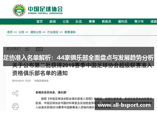 足协准入名单解析：44家俱乐部全面盘点与发展趋势分析