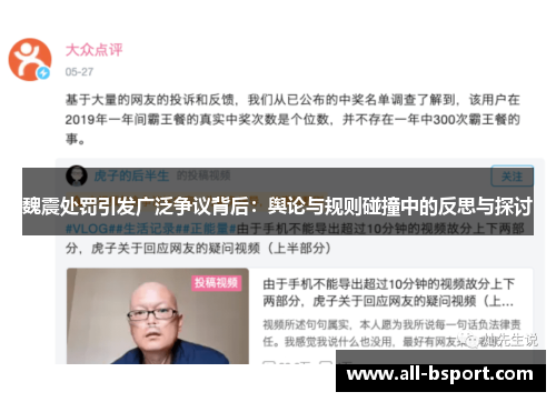 魏震处罚引发广泛争议背后：舆论与规则碰撞中的反思与探讨